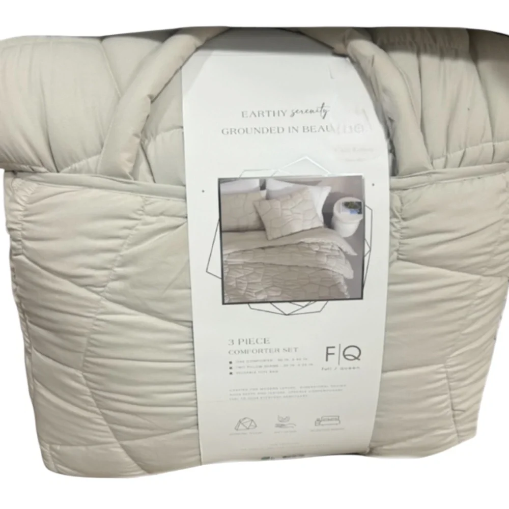 Earthy Serenity Grounded In Beauty Sand Full/Queen Comforter Set 90”x90”